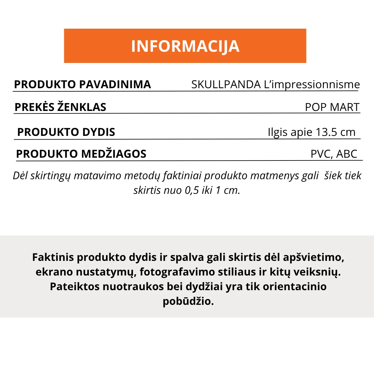 skullpanda impresionisme produkto specifikacijos