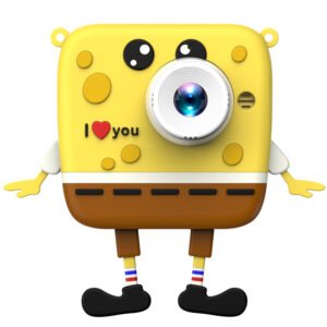 vaikiskas skaitmeninis fotoaparatas kempiniukas geltonas